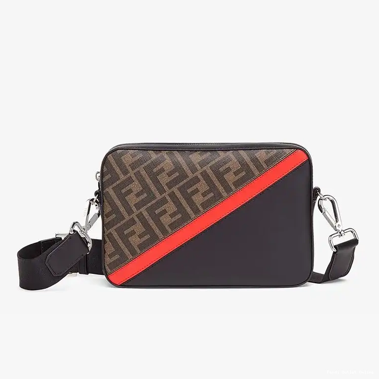Affordable Camera FF Motif Fabric Fendi Case Brown In Red Compact 0517